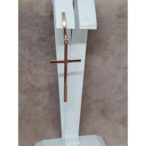 Золотая моносерьга Крестик. 231504505.5 - фото 3