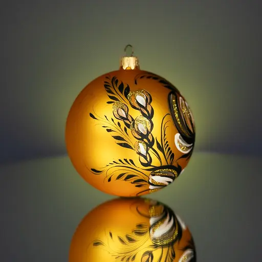 Набір ялинкових прикрас Різдвяні історії Петриківка золотий скло (4820001165425) - фото 7