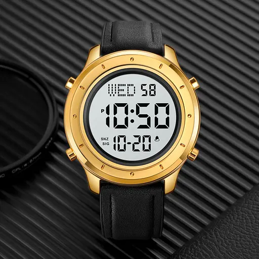 Наручний годинник чоловічий 1864LGDWT Gold-White Leather Skmei acs0030522 - фото 4