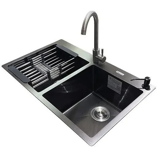 Комплект мийка + змішувач Romzha Arta U-730SD BL (A) - фото 1