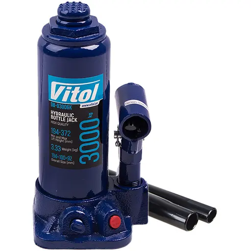 Домкрат гідравлічний телескопічний Vitol 3т 194-372 мм 3.33 кг в коробці (DB-03006) - фото 1