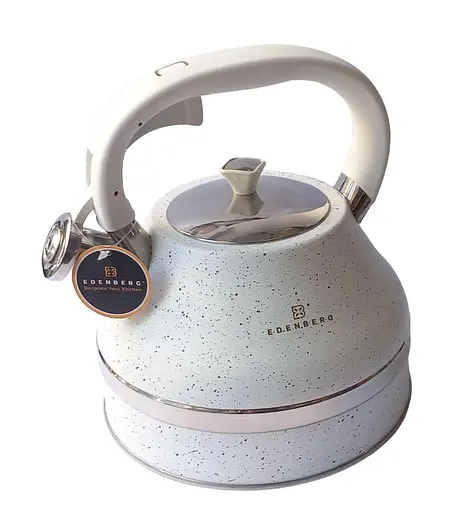 Металевий чайник Edenberg EB-8856 зі свистком 3 л Білий - фото 1