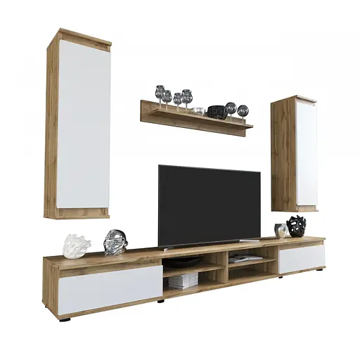 Модульна стінка для вітальні Гербор Люсія 220 Дуб тахо + Німфея альба (GRB-1913)