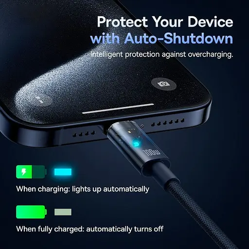 Кабель Baseus Explorer with Auto Shutdown USB-C to USB-C 100w 1m Deepsea Blue (P10319704321-00) [152046] - фото 10