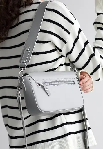 Женская кожаная сумка Molly серая - фото 4