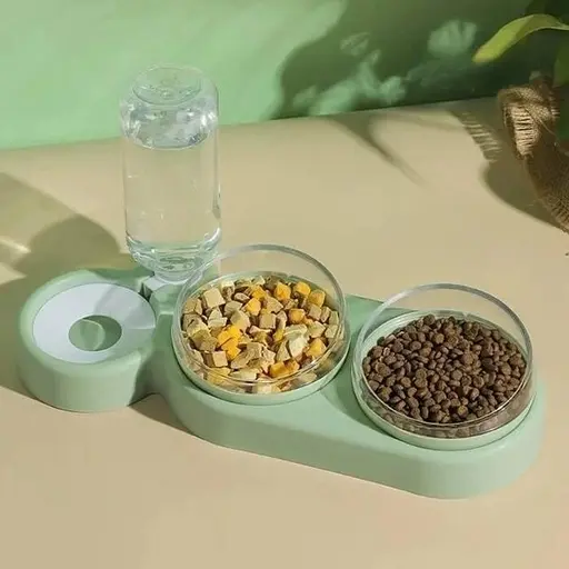 Подвійна миска для тварин Semi Animal Bowl Light Green з автоматичною напувалкою 500 мл - фото 3