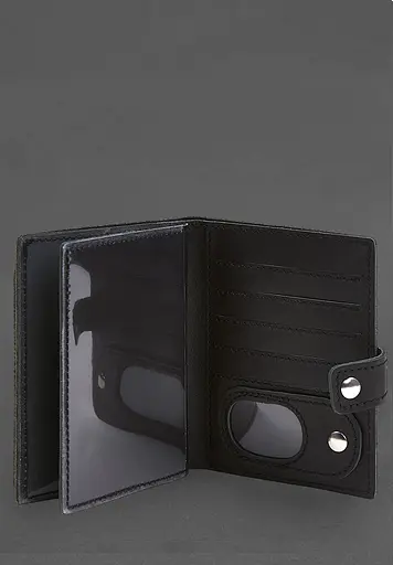 Кожаная обложка-портмоне для военного билета с карманом для жетона 15.1 Черная - фото 4