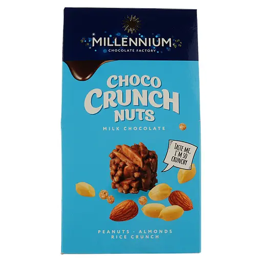 Уценка. Конфеты Millennium Choco Crunch с арахисом, миндалем и рисовыми шариками 100 г (857543)