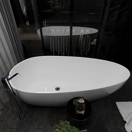 Ванна окремостояча матова Amdcon Palmyra 167x84 з литого каменю PALMYRA_167_MAT Білий матовий - фото 3