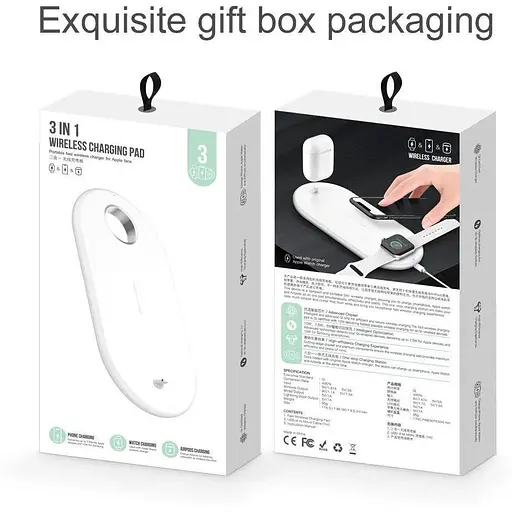 Бездротовий швидкий зарядний пристрій QI 3 в 1 для iPhone XR Xs Max - фото 3