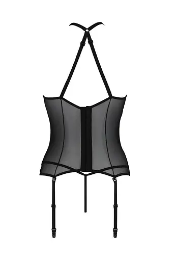 Корсет з пажами Passion Satara CORSet XXL/XXXL black стрінги мереживо застібки спереду та ззаду - фото 4