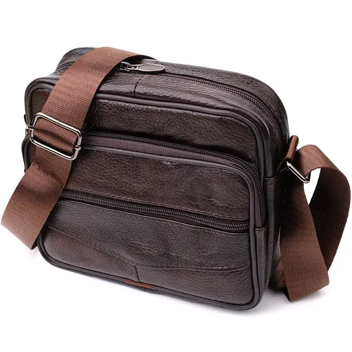 Горизонтальна зручна сумка з ручкою для чоловіків із натуральної шкіри Vintage 20х17х8 см sum0027476 - фото 11