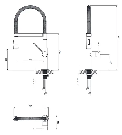 Смеситель для кухни Omnires X3 chrome X3CR Хром - фото 2