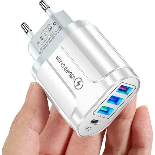Зарядний пристрій Mirrow 3 USB Type-C Super Charge/Quick Charge 3.0 5V/2.4A White (641152872) - фото 2