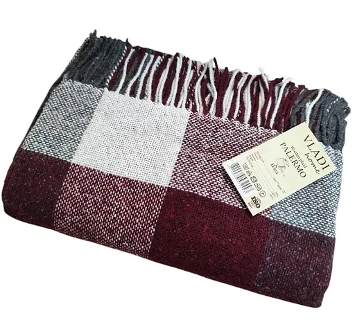 Плед шерстяной Vladi Палермо 140x200 бело-бордово-серый 8 - фото 1