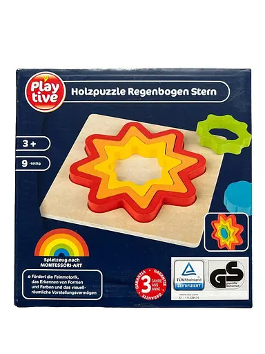 Деревянная головоломка Монтессори Play tive радужная звездочка - фото 1
