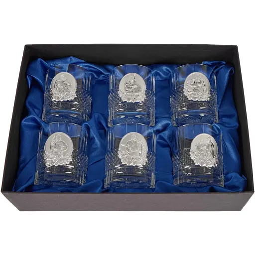 Подарунковий набір склянок Boss Crystal "Козаки" зі срібними накладками