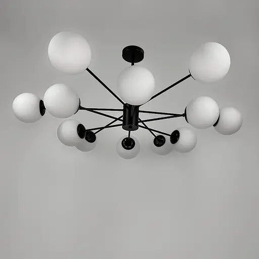 Мінімалістична чорна люстра на 12 білих матових плафонів Line.F CD 111/12 BK - фото 6