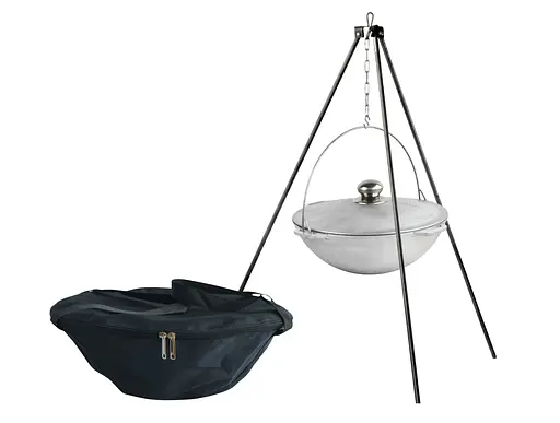 Казан алюмінієвий азіатський Brizoll 4 л з дужкою, кришкою, триногою та чохлом - фото 1