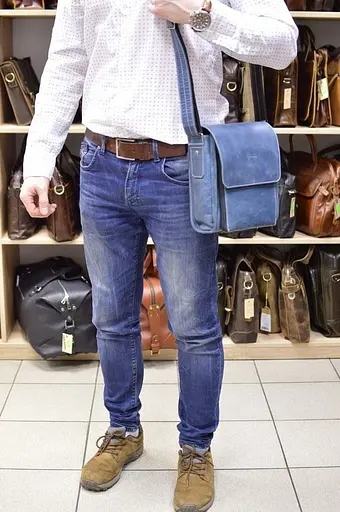 Кожаная мужская сумка через плечо TARWA 26х22х6 см sum0025863 - фото 10