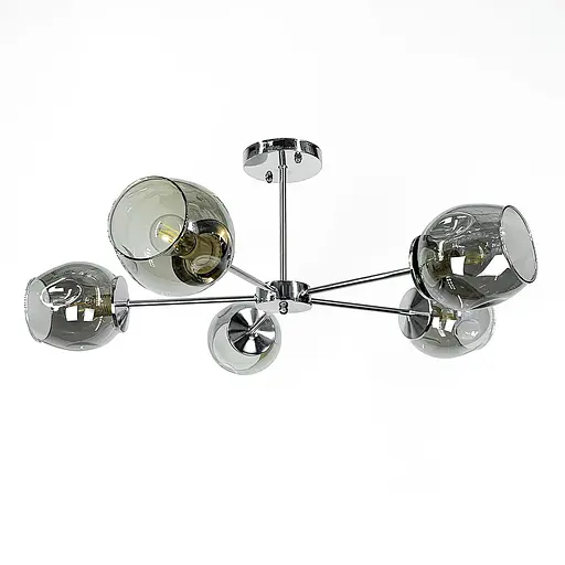 Сучасна стельова люстра в хромі на 5 плафонів Line.F 91069/5 CR - фото 1