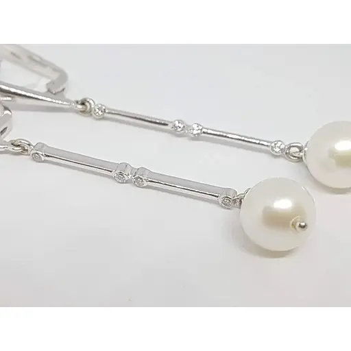 Золоті сережки Геліос з діамантами і перлами. Артикул 3032719 - фото 5