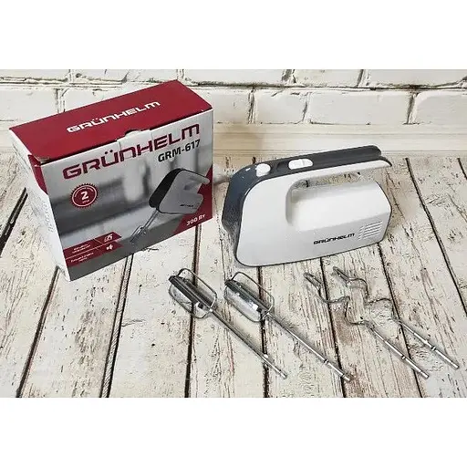 Ручний міксер Grunhelm GRM 617 300 Вт з насадками для замішування крутого тіста - фото 3