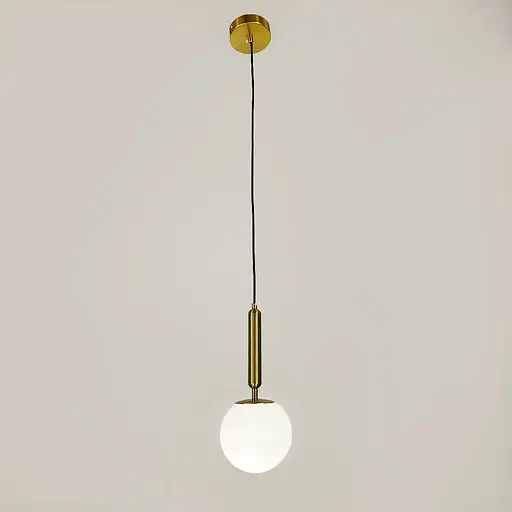 Подвесной латунный светильник с белым матовым плафоном. | Line F | Арт. A345/1 AB+WT - фото 2