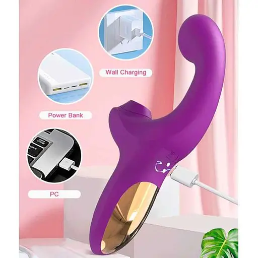 Многофункциональный вибратор LIVMAN 2 в 1 для стимуляции клитора и точки G 21,3 см. Фиолетовый K0851-2 - фото 5