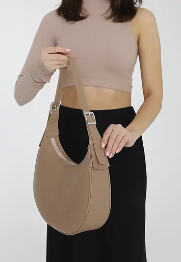 Жіноча шкіряна сумка Vivian темно-бежева флотар - фото 6