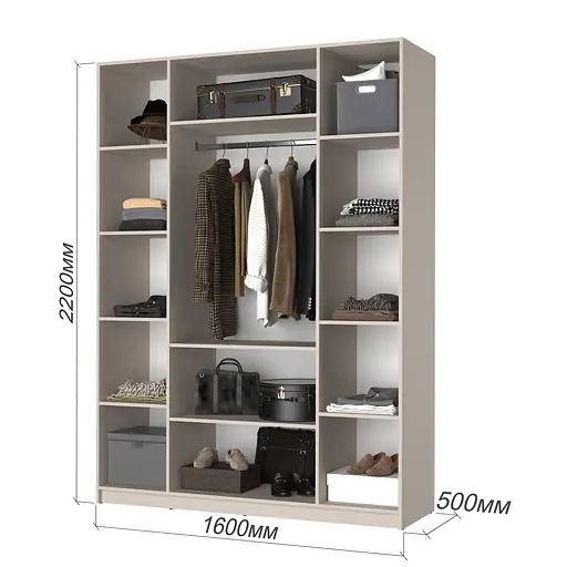 Шафа 4-дверна MebelStar Оскар Gloss BL-B, комплект полиць 160x52x220 см Дуб рістрето/Латте (MBS-5279) - фото 3