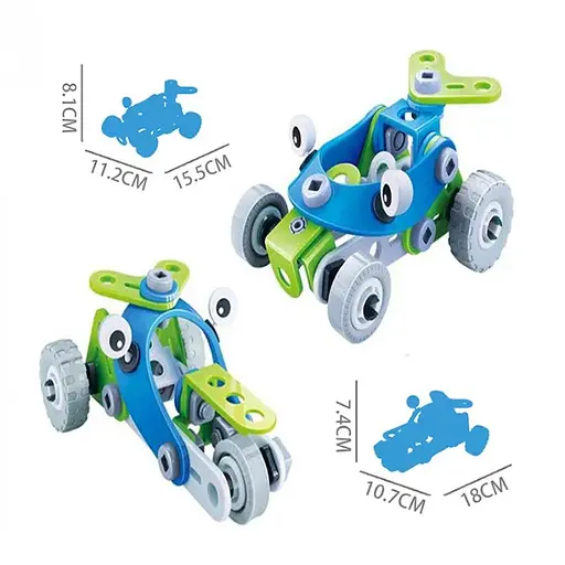 Розбірний набір на болтах BuildandPlay 2 в 1 "Гоночні машини" HANYE J-7726, 52 елементи - фото 2