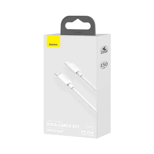 Кабель Baseus Simple Wisdom Data Cable Kit USB to iP PD 20W (2PCS/Set）1.5m White - фото 8
