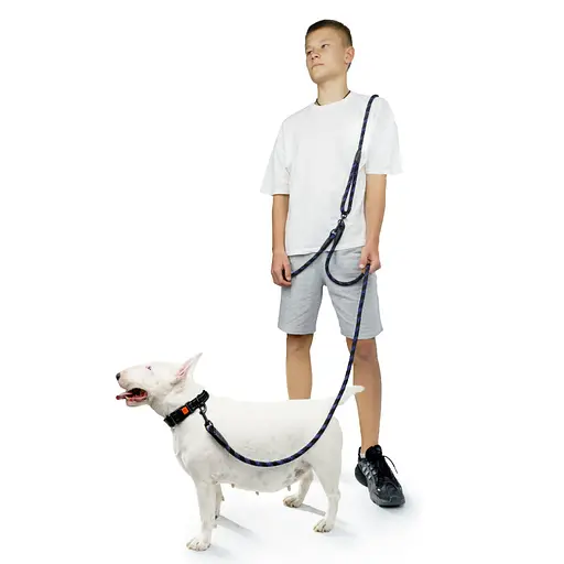 Поводок для собак Barksi Свободные руки светоотражающий 240х0.9 см черно-синий - фото 5