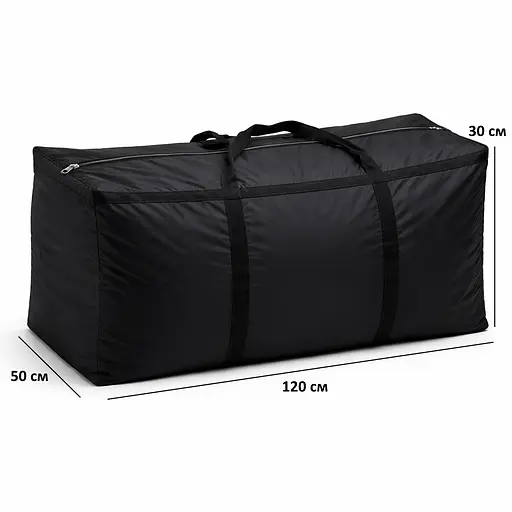 Нейлонова сумка об'ємом 180 л. для зберігання штучної ялинки 120*50*30 см (чорний) - фото 3