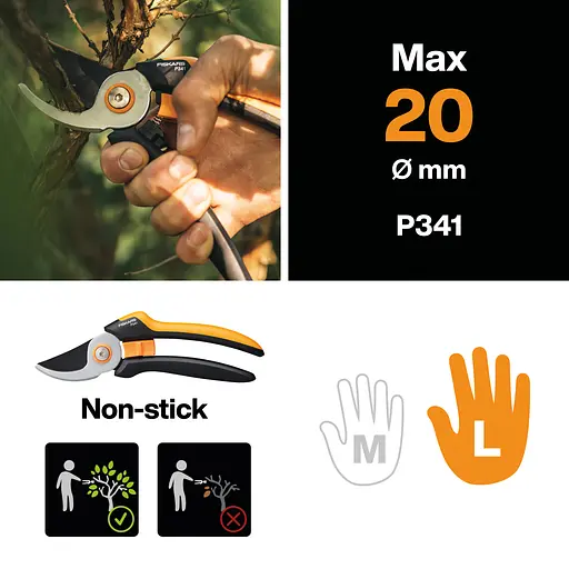 Секатор Fiskars Solid P341 Bypass до 20 мм (1057164) - фото 2