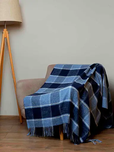 Плед вовняний Vladi Палермо 140x200 блакитно-чорно-білий 7 - фото 1