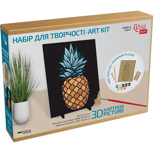 Набір картина 3D Rosa Talent Ананас 3D МДФ 24 5х18 5 см