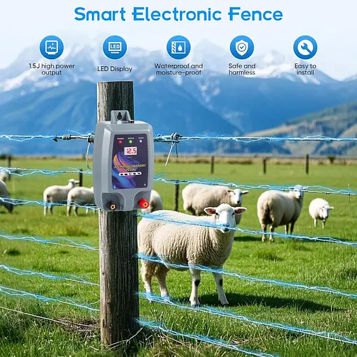 12 В, генератор для ограждения, выходная мощность 1,5 Дж, пиковая мощность 5 кВ, дальность 5 км, зарядное устройство для ограждения, выс - фото 3