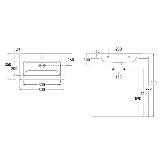 Тумба з умивальником Volle Aiva 60 см 15-68-60 Білий - фото 3