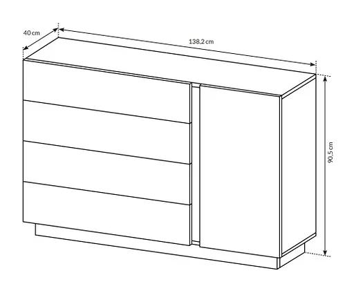 Комод Perfect Home Арко / Arco 1-дверный с 4 ящиками 1D4S/138 Белый глянец/дуб грандсон (PFH-091044) - фото 6