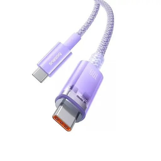 Кабель Baseus Explorer Series Fast Charging Cable with Smart Temperature Control USB-C to USB-C 100W 1 м Nebula Purple - фото 3