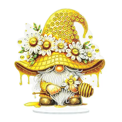 Алмазная мозаика Strateg ПРЕМИУМ Медовое волшебство гнома на подставке размером 25х25 см (YKLZ15229) - фото 1