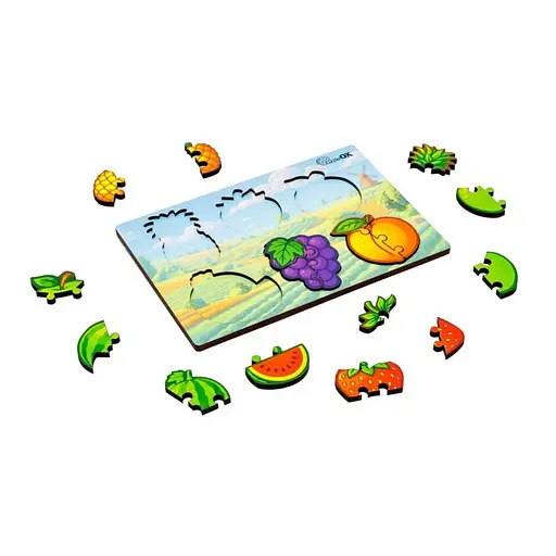 Деревянный пазл-вкладыш "Умный мир: Веселые фрукты" PuzzleOK Puz-88749 А5, 18 элементов - фото 3