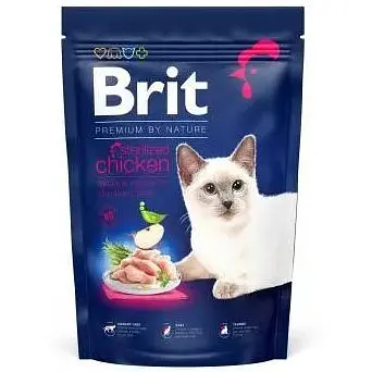 Сухой корм Brit Premium Cat by Nature Sterilised для стерилизованных кошек с курицей 1500 г - фото 1