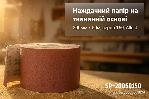 Наждачний папір Alloid Building Tools на тканинній основі 200 мм х 50м зерно 150 (SP-20050150) - фото 4