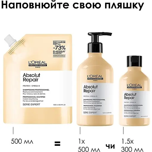 Шампунь L'Oreal Professionnel Serie Expert Absolut Repair Protein для сухого та пошкодженого волосся 500 мл - фото 2