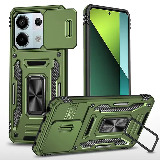 Чехол Epik ударопрочный Camshield Army Ring для Xiaomi Redmi Note 13 4G Оливковый/Army Green