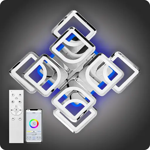 Люстра світлодіодна 517 Light 3color з пультом 192Вт Хром (01552) - фото 1