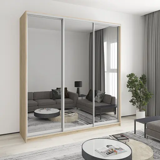 Шафа-купе тридверна MebelStar Комбо AL 3 Дзеркала 220x60x240 см Дуб сонома (MBS-2200)